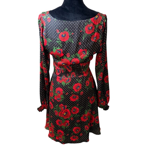 Free People Black and Red Floral Long Sleeve Dress - Picture 7 of 11